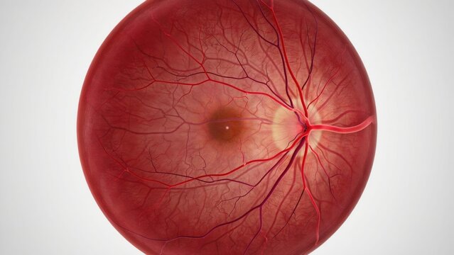 Human Eye Retinal View, Detailed Vascular Network, Medical Illustration, Anatomy Diagram, Healthcare Concept