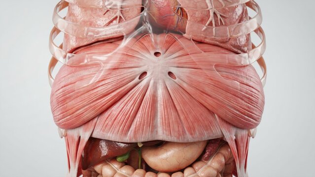 Human Abdomen Anatomy Model, Detailed Cross-Section, Medical Illustration, Anatomical Study, Biological Diagram