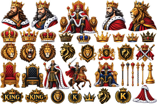 Royal King Art &ndash; Majestic Crown, Regal Ruler and Luxury Medieval Illustration