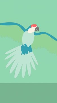 Animation of green and blue parrot icon on green black background