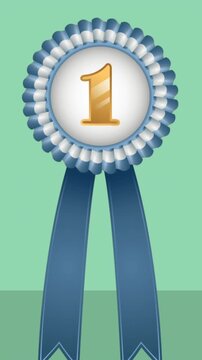 Animation of medal with number 1 icon on green background