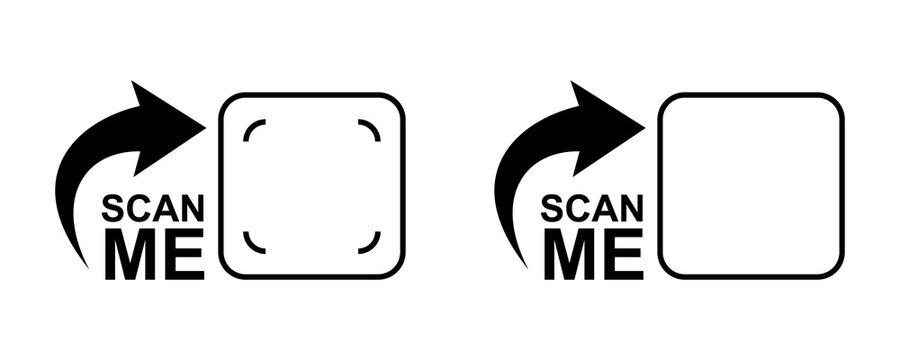 Scan me ui icons with arrow pointers and focus frames for digital mobile camera interface.