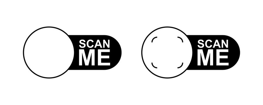 Modern scan me toggle switch icons with circular and focus frames for digital device UI.