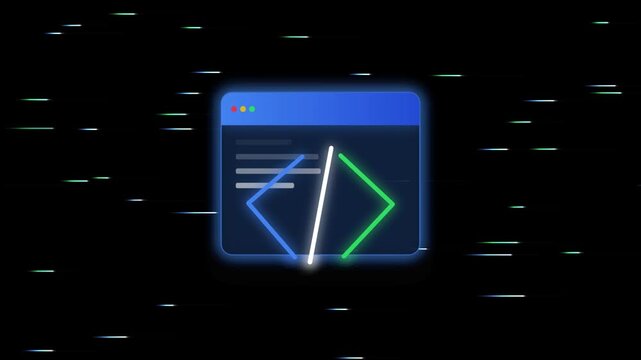 Digital coding and software development concept with glowing interface motion video