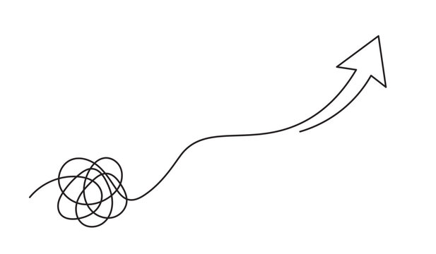 Tangled line to arrow vector icon minimalist continuous line drawing