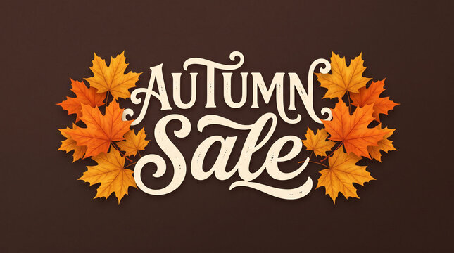 Autumn Sale typography surrounded by orange maple leaves.