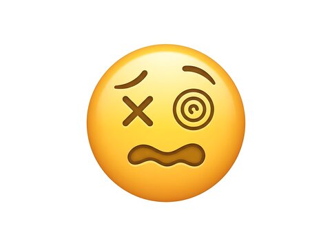 Woozy Face Emoji Illustration with Dizzy and Confused Expression