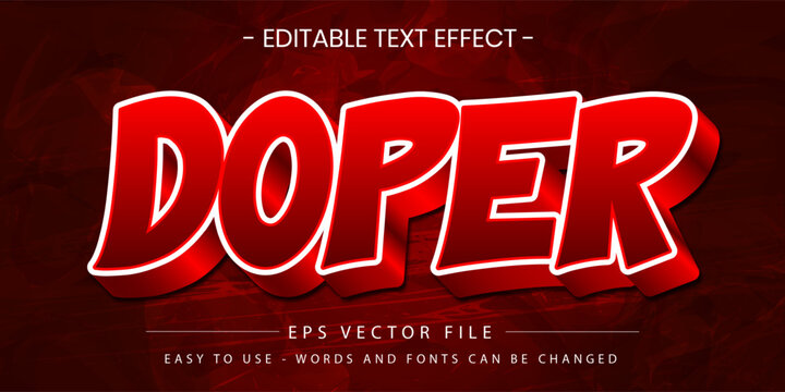 doper bold red 3d text effect vector editable
