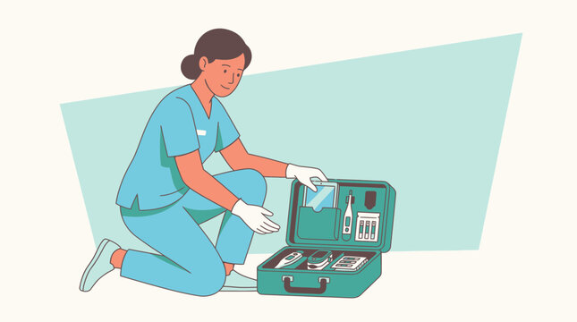 Nurse with Medical Kit on Transparent Background