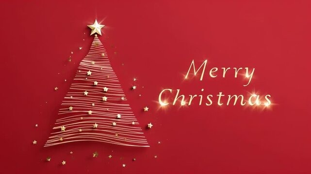 ?Elegant gold christmas tree animation with shimmering star decorations