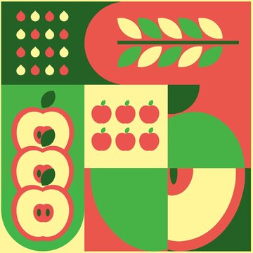 Abstract Apple Fruit Geometric Collage