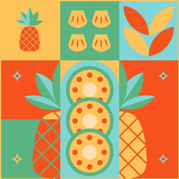 Pineapple Fruit Geometric Abstract Pattern