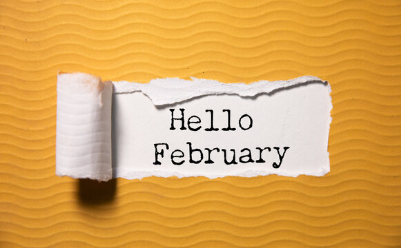 Hello February text on paper
