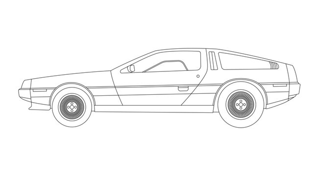 DMC DeLorean USA sport car speed vector famous steel auto 