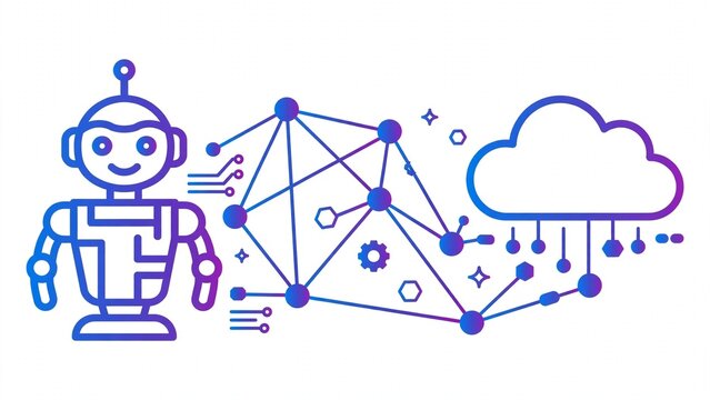 Flat vector humanoid robot head icon