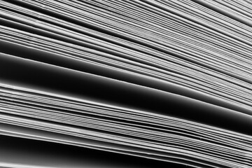 Abstract Black and White Book Pages Texture,Macro,Close-up macro shot of fanned book pages forming...