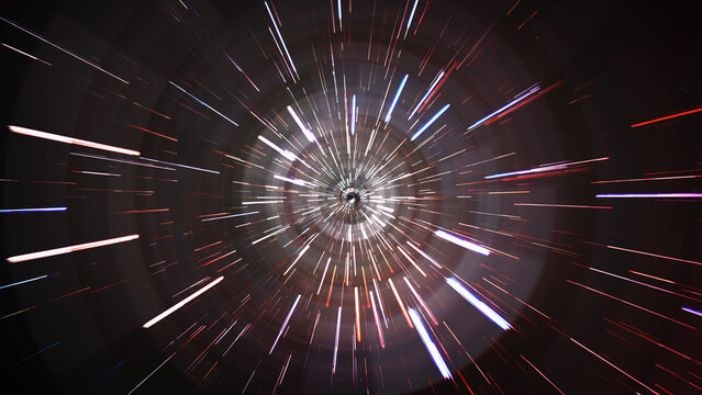 Abstract flight in space hyper jump illustration 