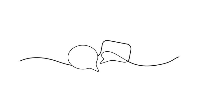 Continuous line drawing of speech bubbles showing active communication.