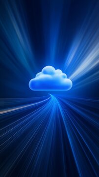 Abstract cloud computing concept with high speed data flow lines background visual illustration
