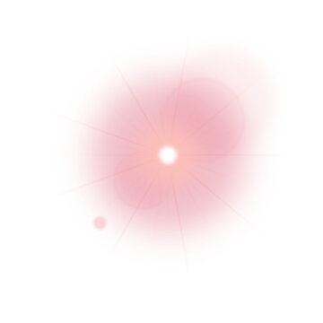 Rose gold delicate lens flare soft pink optical glow on transparent background