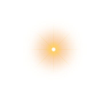 Warm compact lens flare small bright sparkle burst on transparent background