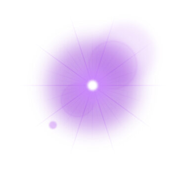 Violet purple nebula lens flare space cosmic optical flash on transparent background