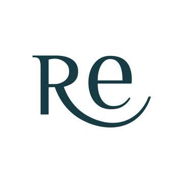 Elegant RE lettermark logo template with a refined minimalist form, ideal for travel agencies, holiday brands, beauty businesses, personal brands, lifestyle services, and premium client-focused