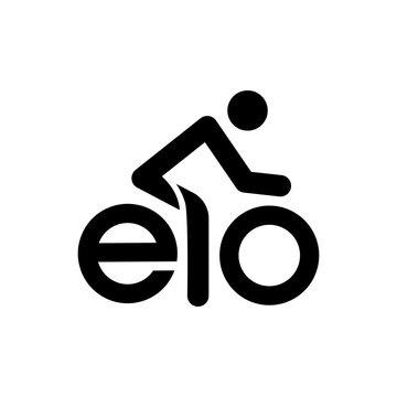 Modern cycling logo featuring a dynamic cyclist icon integrated with bold geometric letterforms, ideal for bicycle brands, cycling clubs, sports apparel, fitness programs, and healthy lifestyle