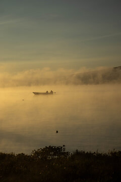 Fishermen Fishing on Lake Oloiden at Sunrise, Naivasha, Kenya