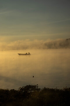 Fishermen Fishing on Lake Oloiden at Sunrise, Naivasha, Kenya
