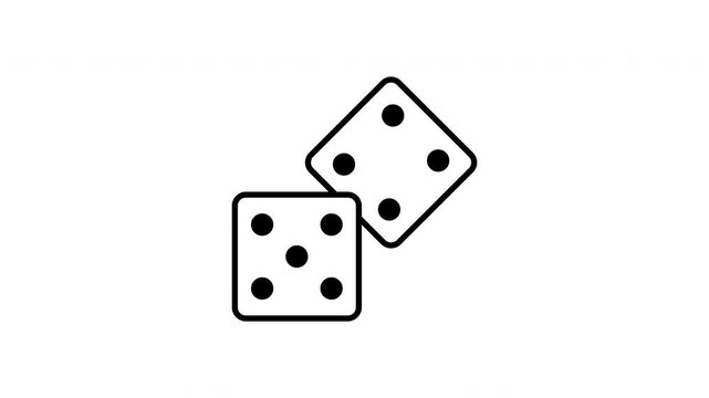 Dice Pair Animated Icon With Alpha Channel. Gambling, Chance, And Probability Motion Graphic. Game Strategy, Luck, And Risk Representation. On Transparent Background