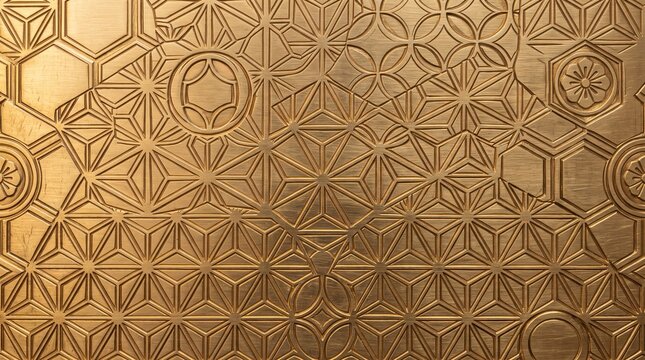 Golden Japanese Geometric Pattern Texture Background