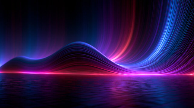 Abstract Neon Light Wave Background with Digital Glow