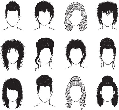 Various Hairstyles Illustration Collection For Design Use