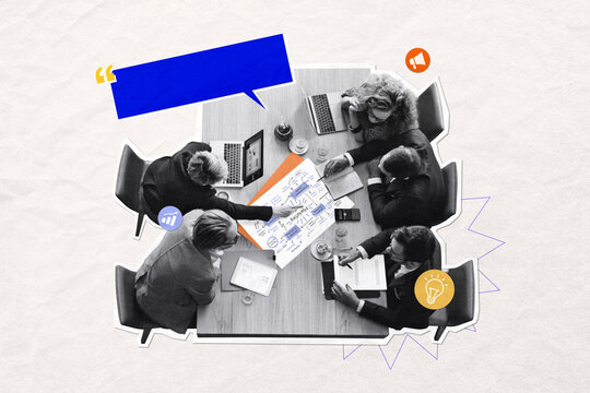 Collaborative business meeting illustration on white