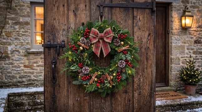 Christmas wreath door