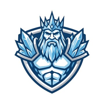 Ice King Mascot Logo Design with Crown and Ice Armor.