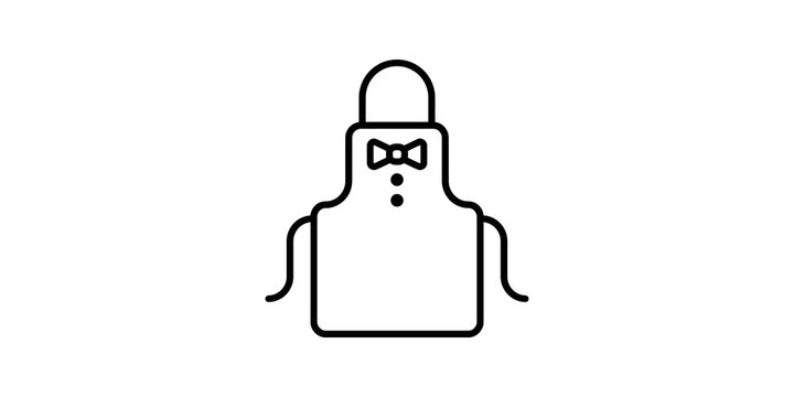 Waiter chef kitchen apron black outline icon isolated on transparent background.