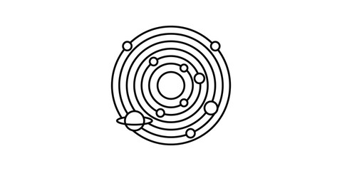 Solar system planetary orbit diagram including planets and central sun. ©  图像