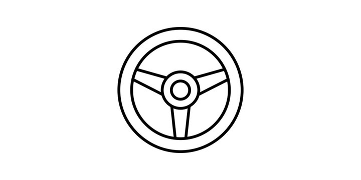 Classic black steering wheel outline icon for automotive driving controls.