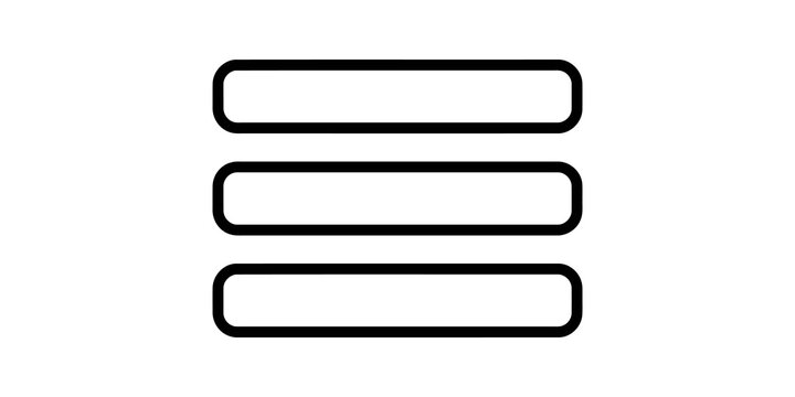Menu navigation bar with three horizontal lines black line flat icon design.