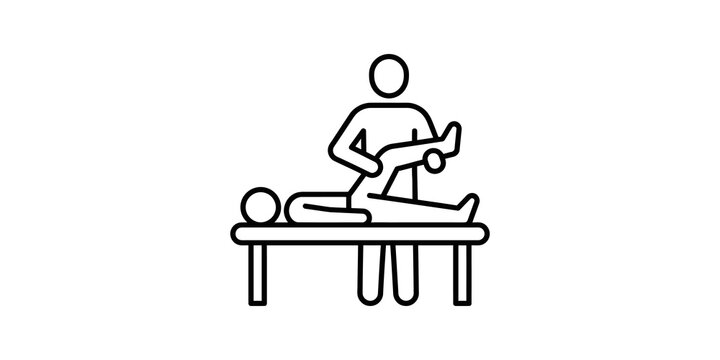 Physical therapy session outline black icon for rehabilitation care.