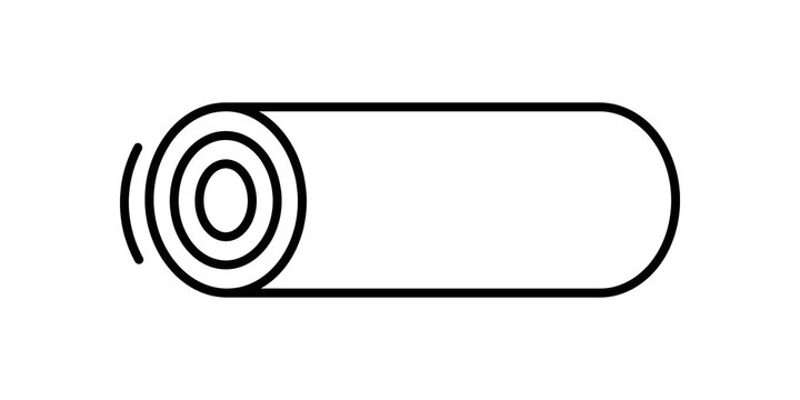 Roll icon in black line style represents roll of fabric or paper.