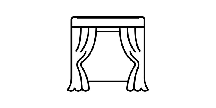 Stage curtains theater performance icon on transparent background.
