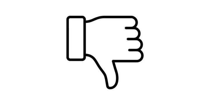 Thumbs down dislike hand gesture icon on transparent background.