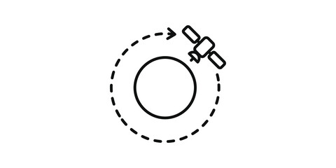 Linear satellite orbiting earth icon representing global communication system. ©  图像