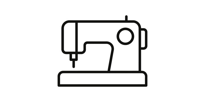 Electric sewing machine vector line icon on transparent background.