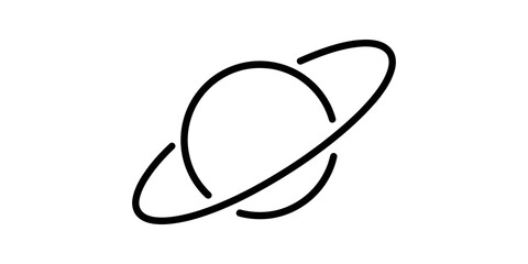 Minimalist planet saturn with rings outline icon on transparent back. ©  图像