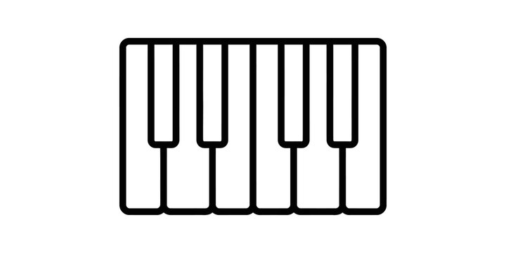 Minimalist piano keys line icon isolated on transparent background.