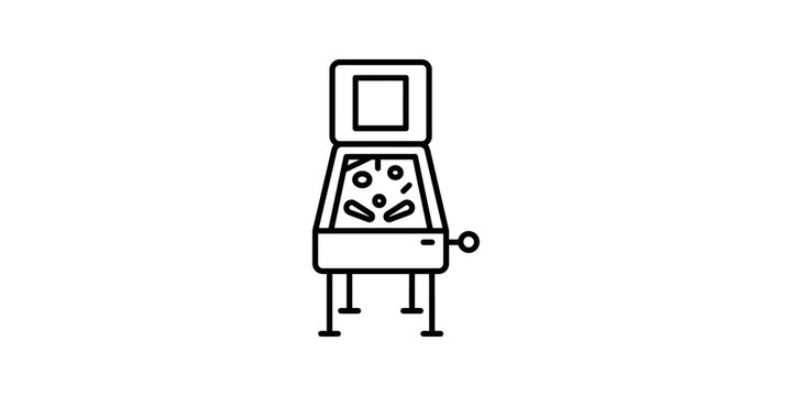 Classic retro pinball machine linear vector icon for game app design.